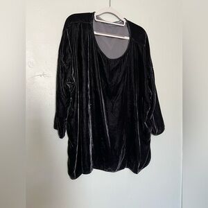 CP Shades black velour silk blend long sleeve blouse